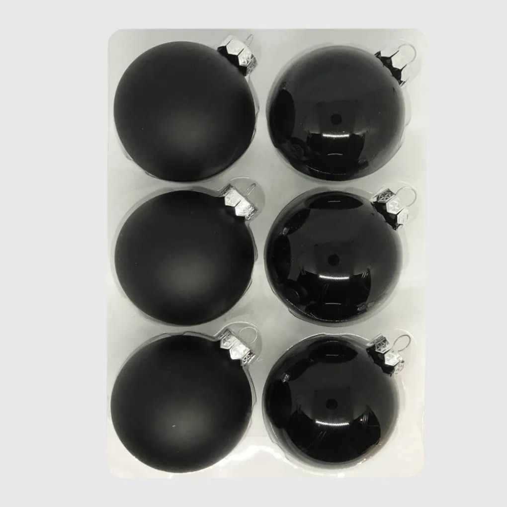 Black üveg karácsonyi gömb szett 6*8cm fekete