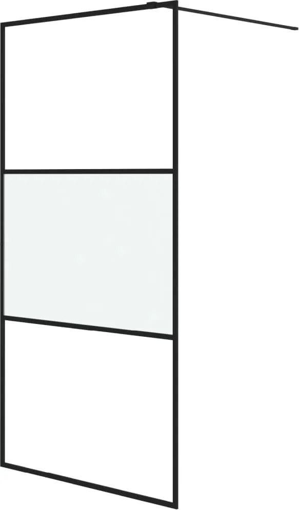 vidaXL fekete selyemmatt ESG üveg zuhanyfal 100 x 195 cm