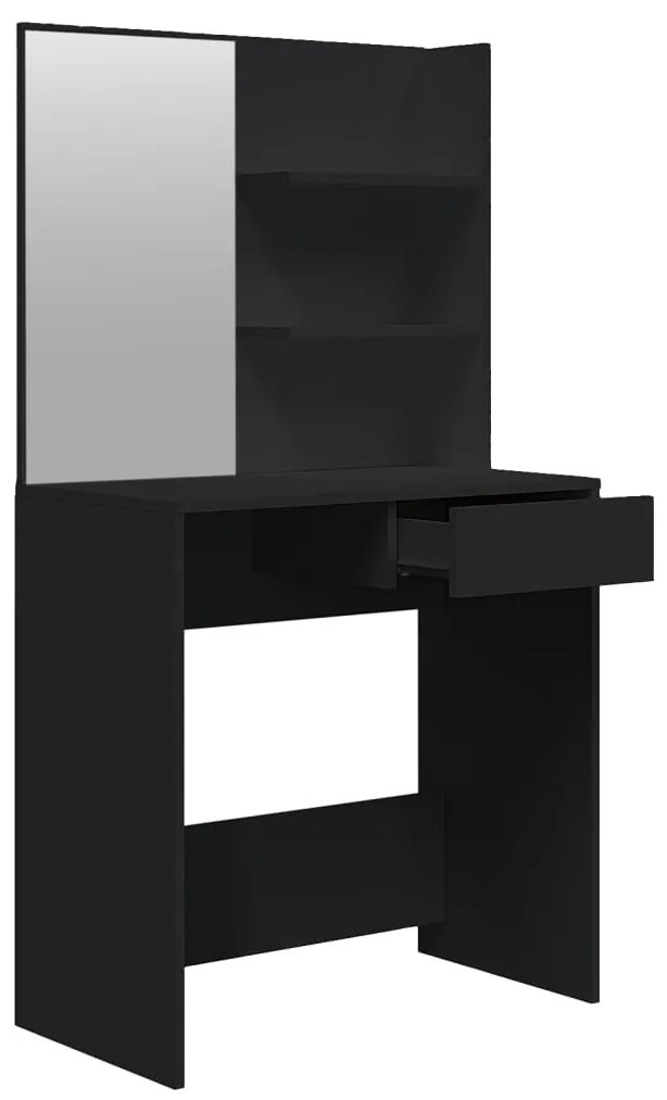 fekete fésülködőasztal tükörrel 74,5 x 40 x 141 cm
