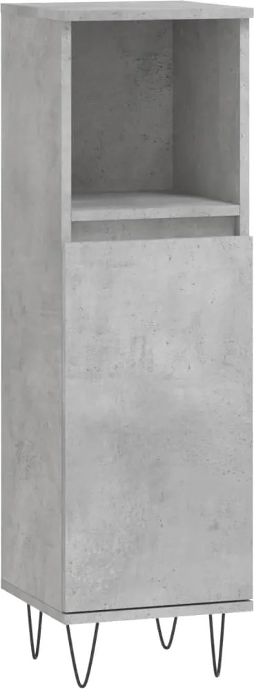 vidaXL betonszürke szerelt fa fürdőszobaszekrény 30 x 30 x 100 cm