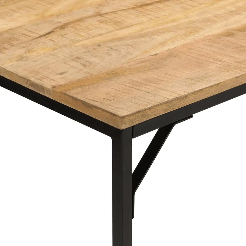 Tömör nyers mangófa és vas étkezőasztal 110 x 55 x 75 cm