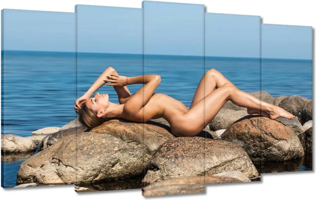 Vászonkép 100x60 Napozás meztelenül Toples