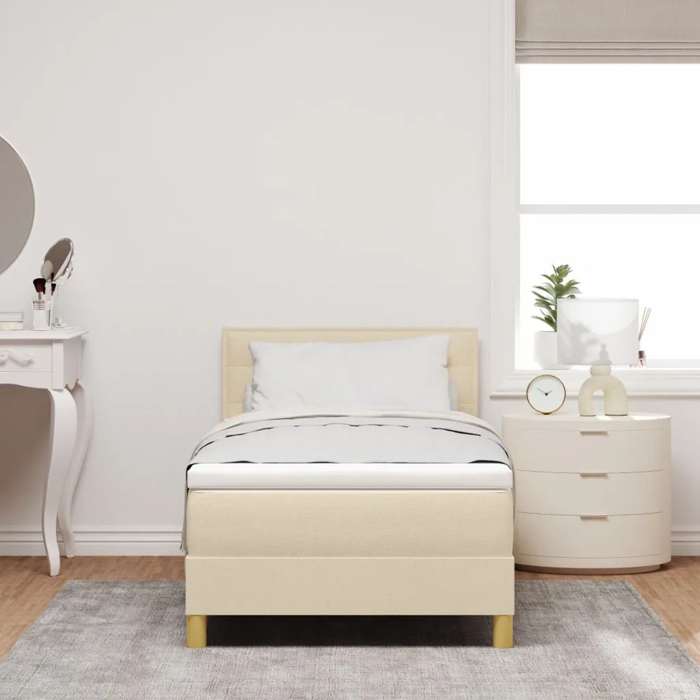 Box Spring Ágy Matraccal Krém 90x190 cm Szövet