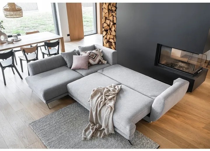 Kinyitható sarokkanapé LARDE, petrolkék Változat: Bal sarok