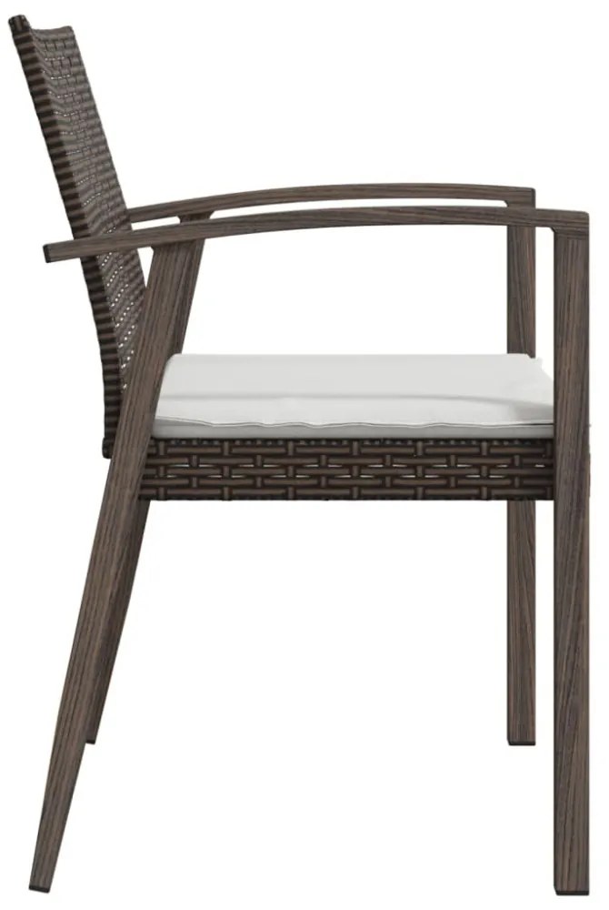 6 db barna polyrattan kerti szék párnával 56,5x57x83 cm