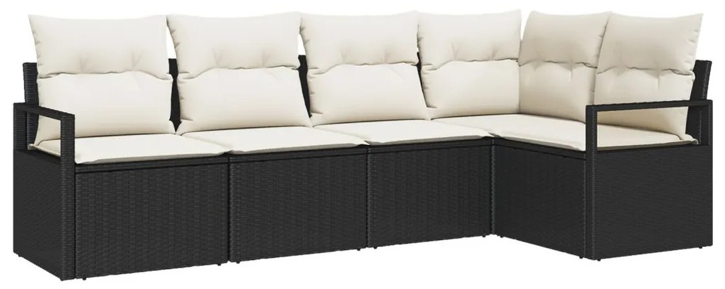 Kanapé Szett 5 pcs Fekete polirattan