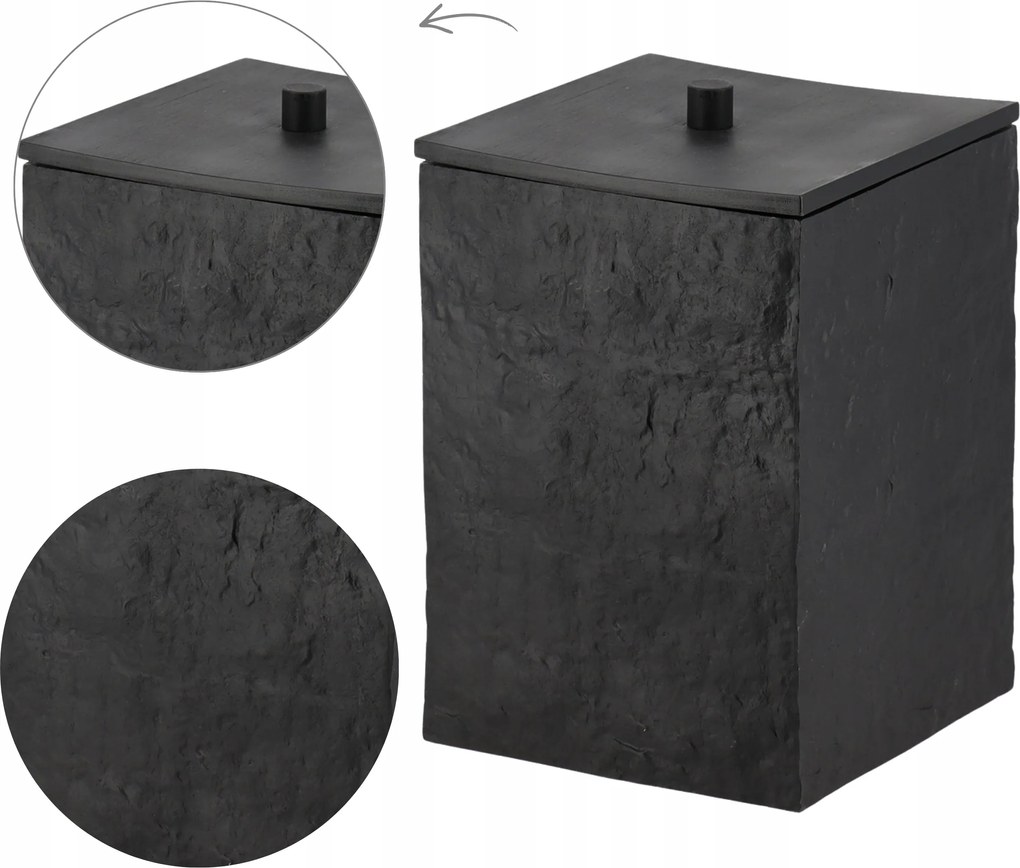 Fürdőszobai Szemeteskosár 8l hulladékgyűjtő elegáns kompakt fekete