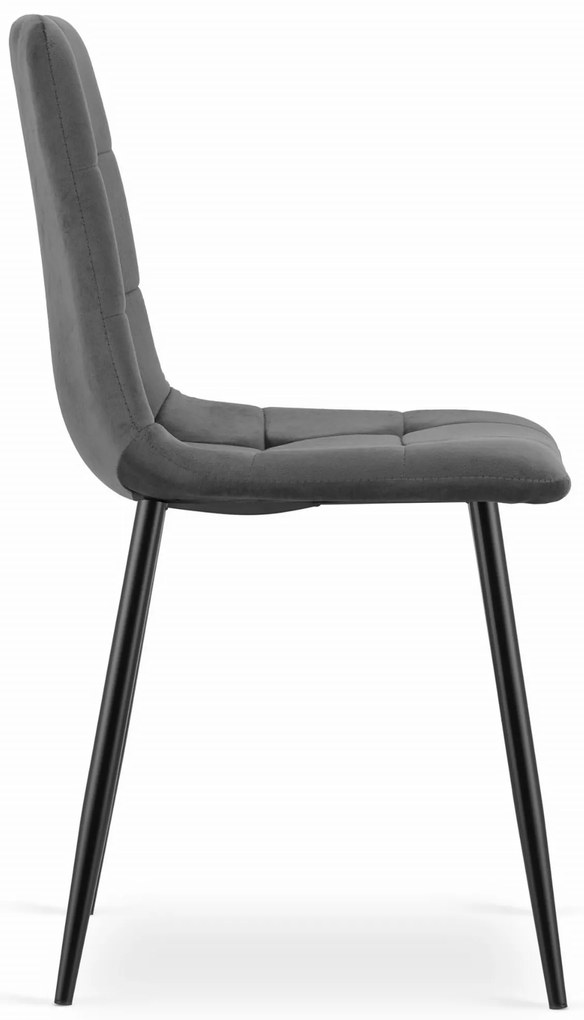 Sötétszürke bársony szék KARA fekete lábakkal