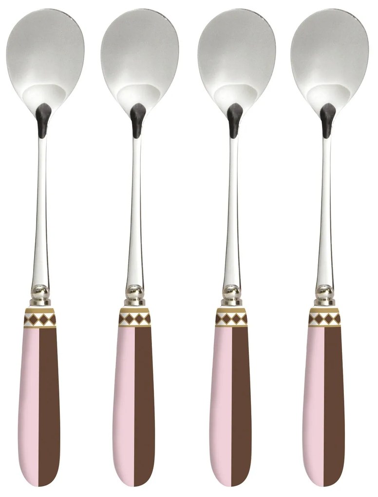 Rozsdamentes acél süteményes teáskanál szett 4 db-os porcelán nyéllel díszdobozban Sweet Moments