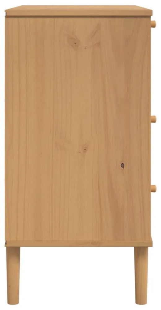 SENJA barna rattan hatású tömör fenyőfa komód 80 x 40 x 80 cm