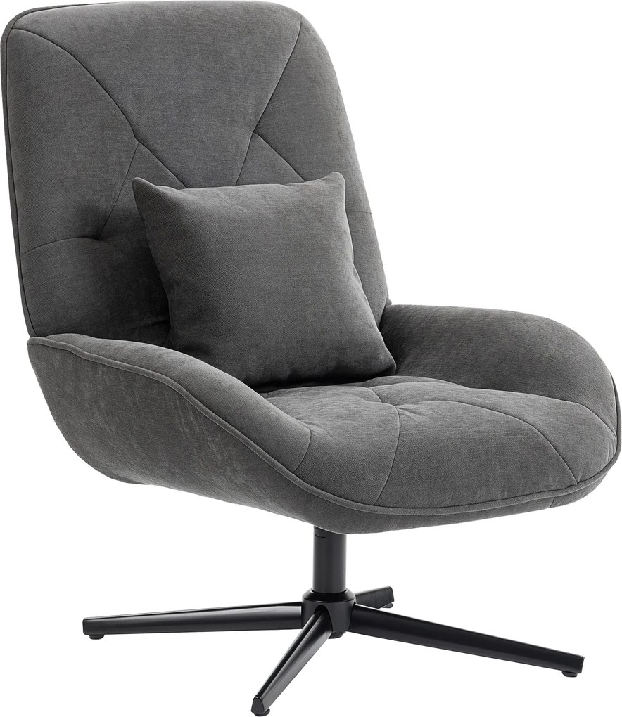HOMCOM forgószék deréktámasszal, chenille kárpitozás, magas háttámla, fém lábak — sötétszürke | Aosom