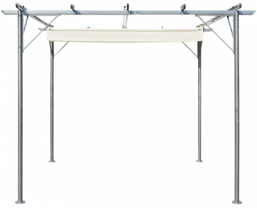 fehér-krémszínű acélpergola behúzható tetővel 3 x 3 m