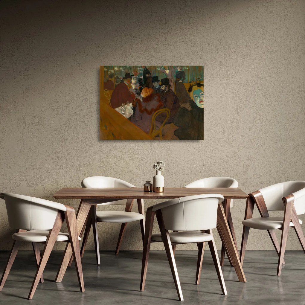 Üveg kép - Henri de Toulouse-Lautrec, At the Moulin Rouge, reprodukciók (70x50 cm)