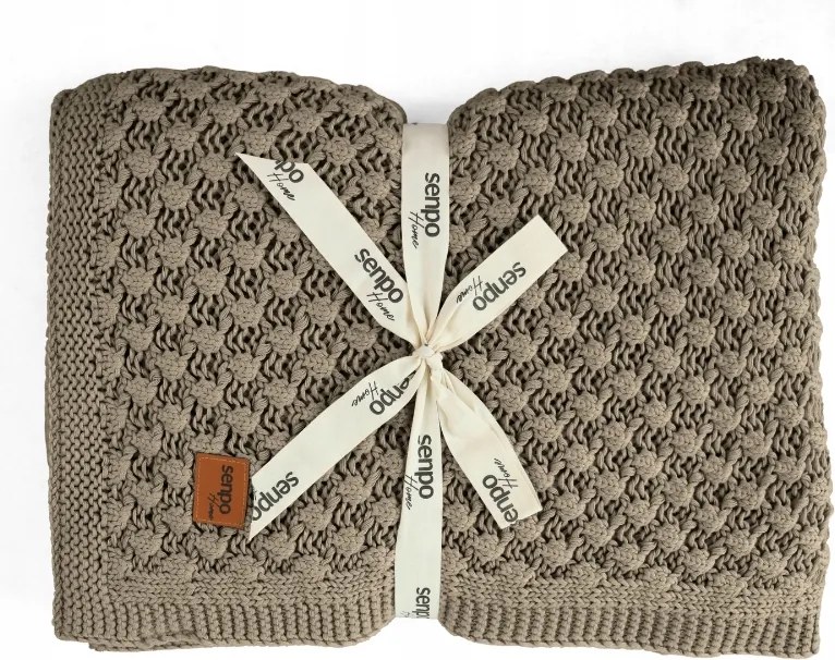 Kötött takaró 130x170 cm Senpo pamut 100% dió taupe