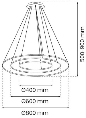 LED Csillár zsinóron HOOP LED/93W/230V átm. 80 cm 4000K fekete
