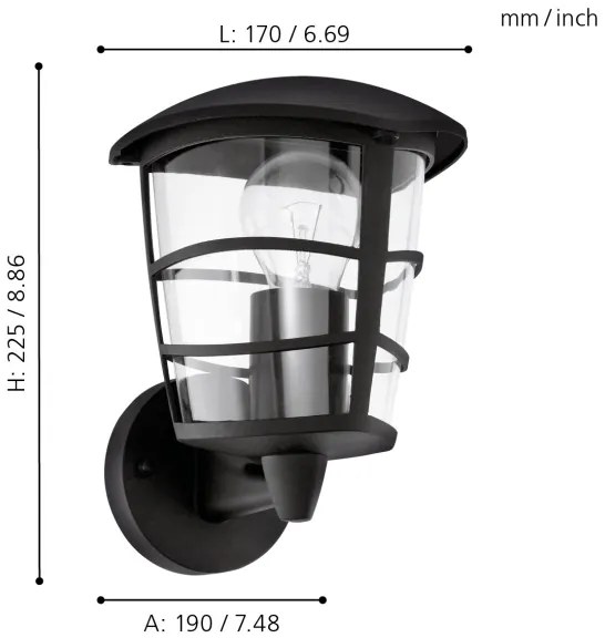 Eglo 93097 - LED Kültéri fali lámpa ALORIA 1xE27/8,5W/230V IP44