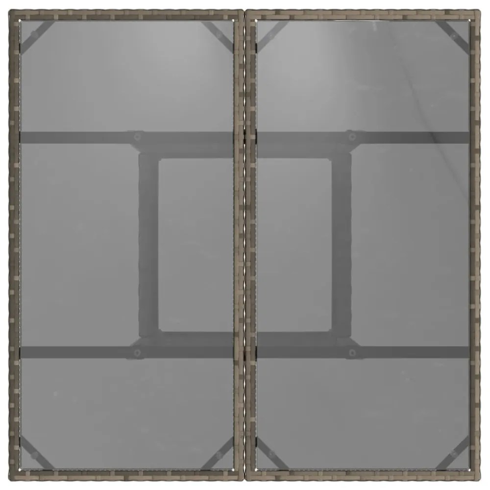 szürke polyrattan üveglapos kerti asztal 80 x 80 x 75 cm