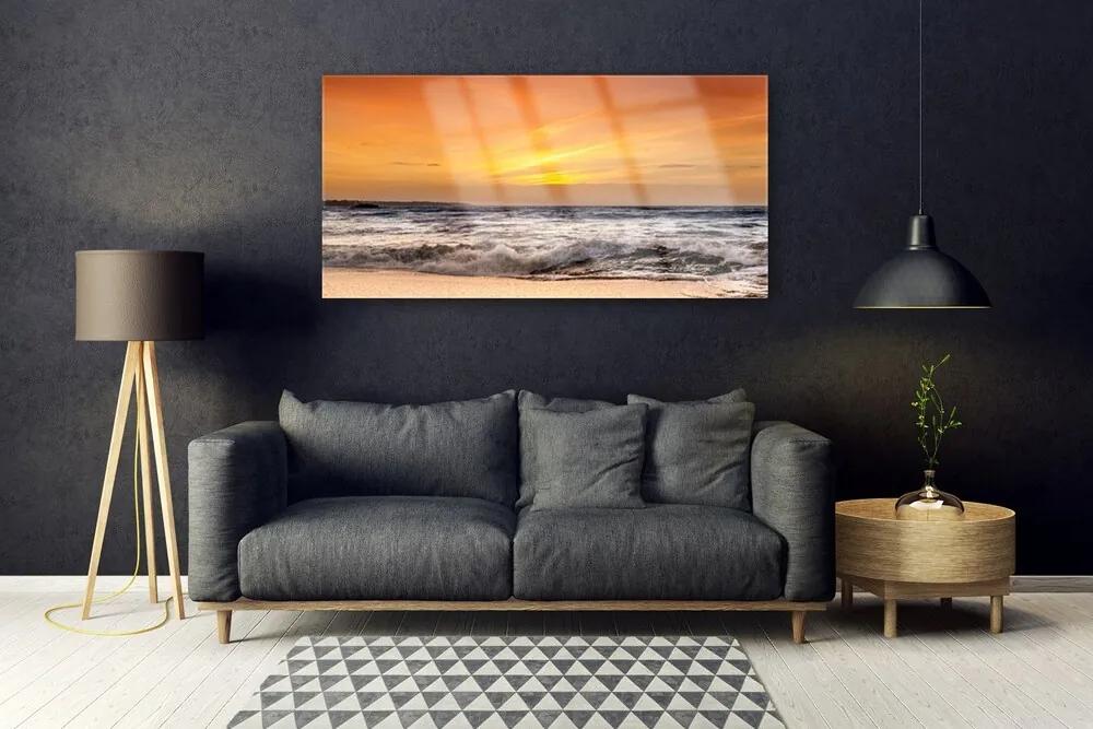 Üvegkép Sun Sea Waves Landscape 125x50 cm