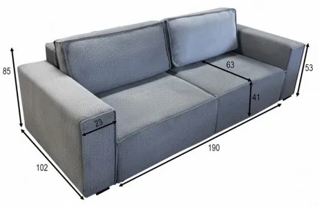 RONDA szürke, kihúzható háromüléses kanapé tárolóval