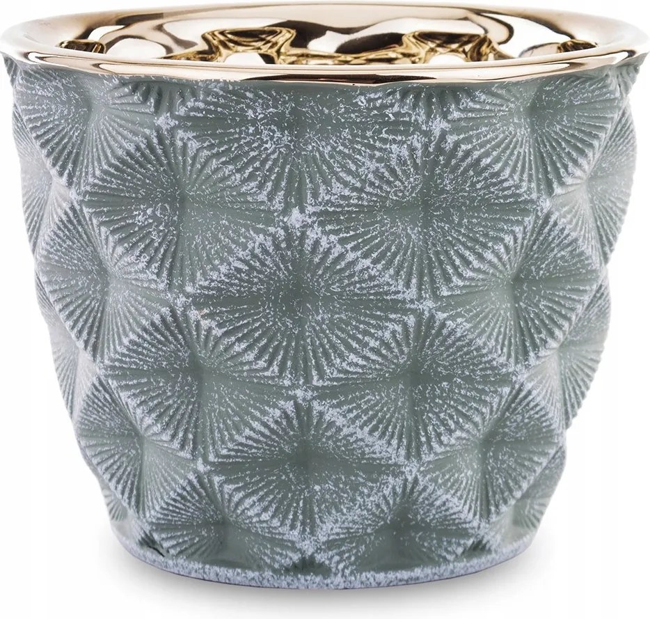 Virágtartó Fedél Szürke Zöld Arany 9x12cm 10