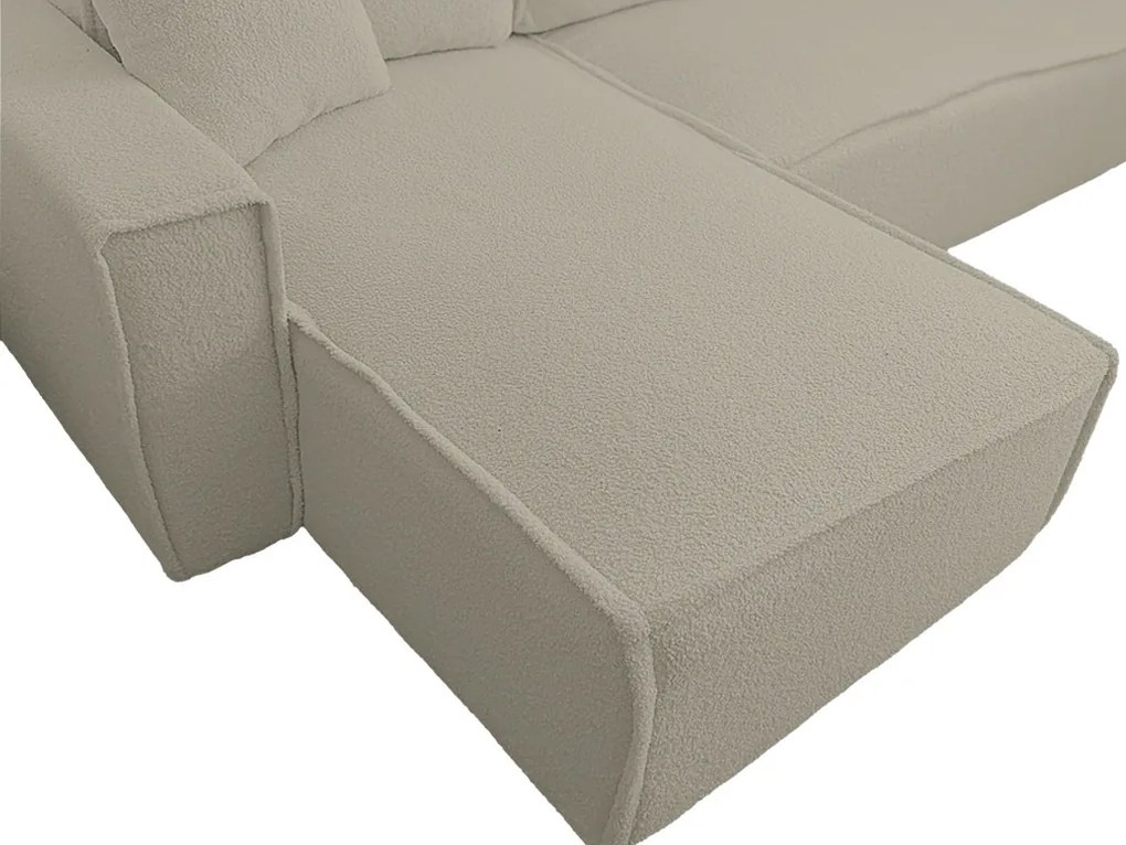 SMART BOUCLE L alakú kihúzható, megfordítható sarokkanapé 232x143 cm, szürkésbézs