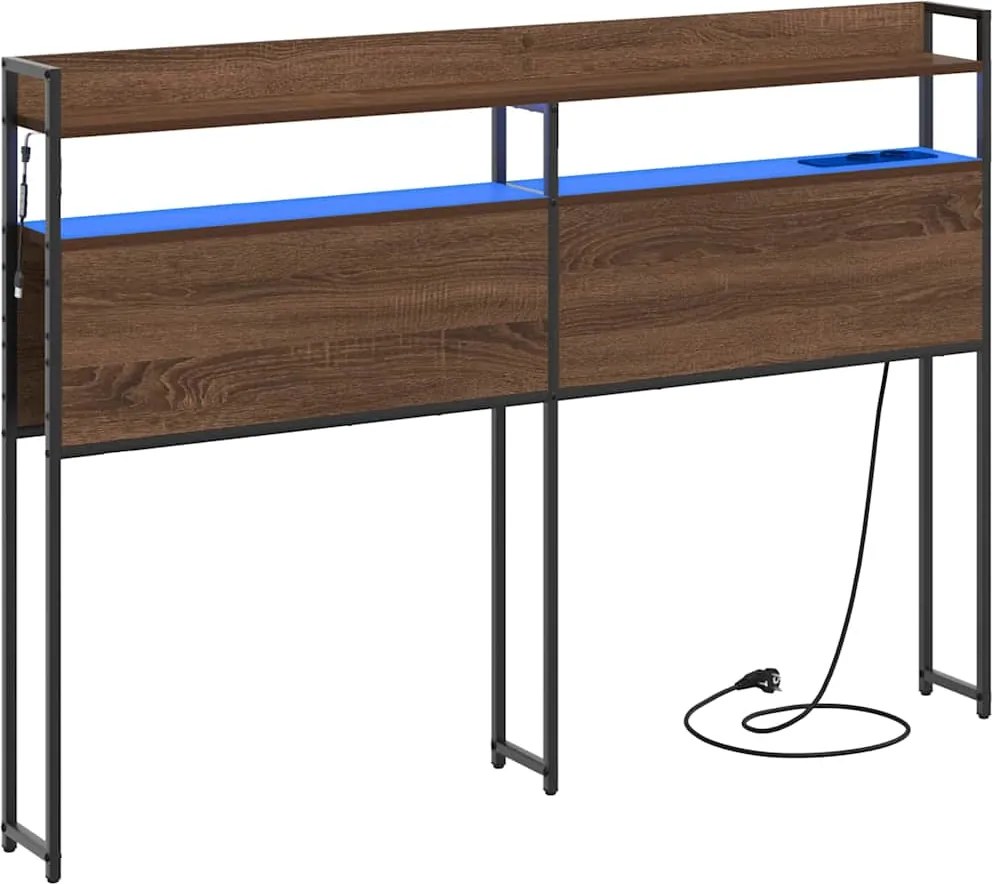 vidaXL Tároló fejtámla polcokkal tárolóval barna tölgy 135 cm Faanyag