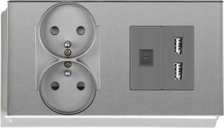 Elektromos Üveg Aljzat Dupla 2F 157mm Internet RJ45 Usb