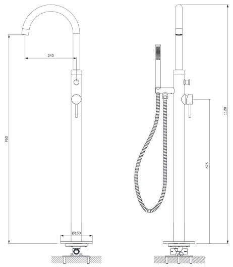 OMNIRES Y1233CR - Szabadon álló fürdőkád szett Y króm fényes