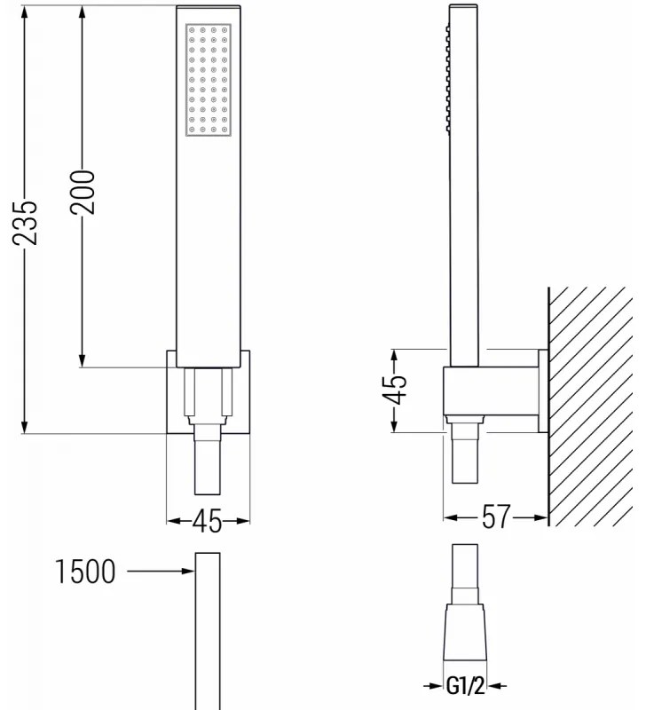 Mexen tartozékok - 1 pontos kézizuhany készlet R-02, fehér, 785005050-20