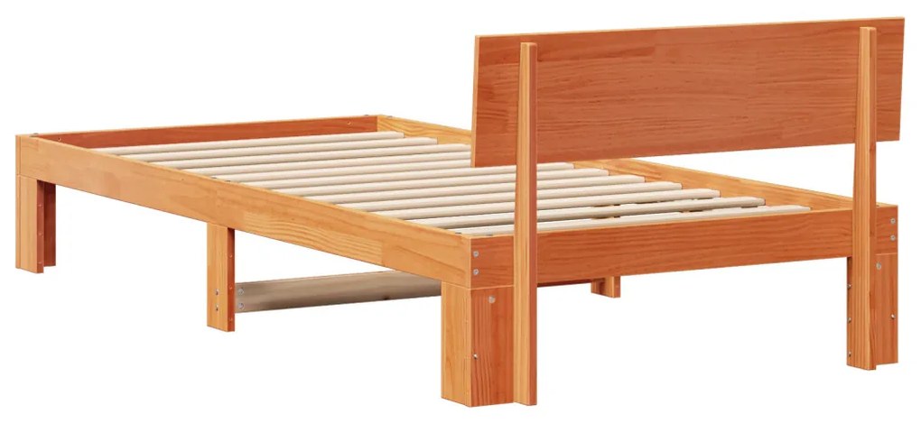 ágykeret fejtámlával viaszbarna 80x200 cm tölgyfából