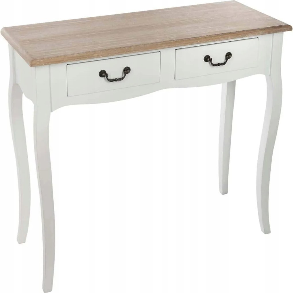 Konzol komód fehér 2 fiókos rusztikus vintage