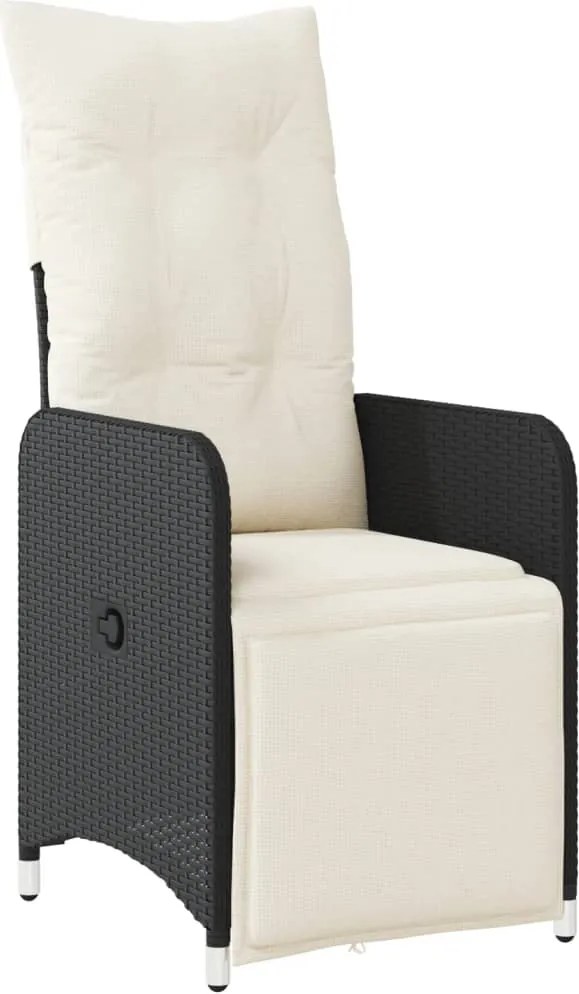 vidaXL fekete polyrattan dönthető kerti szék párnával