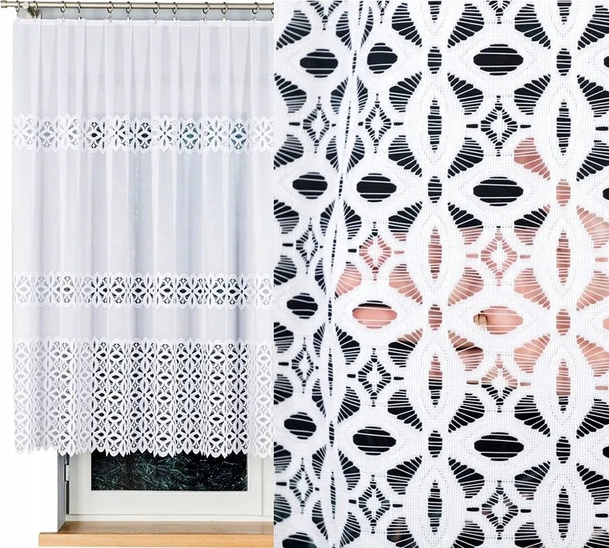 Jacquard függöny Adrianna 400x140cm egyenes virágmintás (kész) szegéllyel