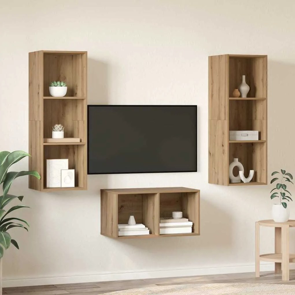 TV szekrény garnitúra kézműves tölgy 37 x 37 x 107 cm Faanyag