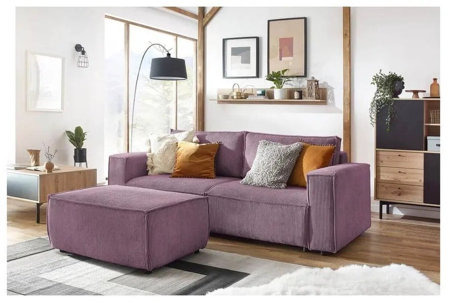 Rózsaszín kordbársony puff Nihad – Bobochic Paris