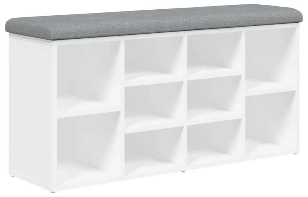 fehér szerelt fa cipőtároló pad 102 x 32 x 50 cm