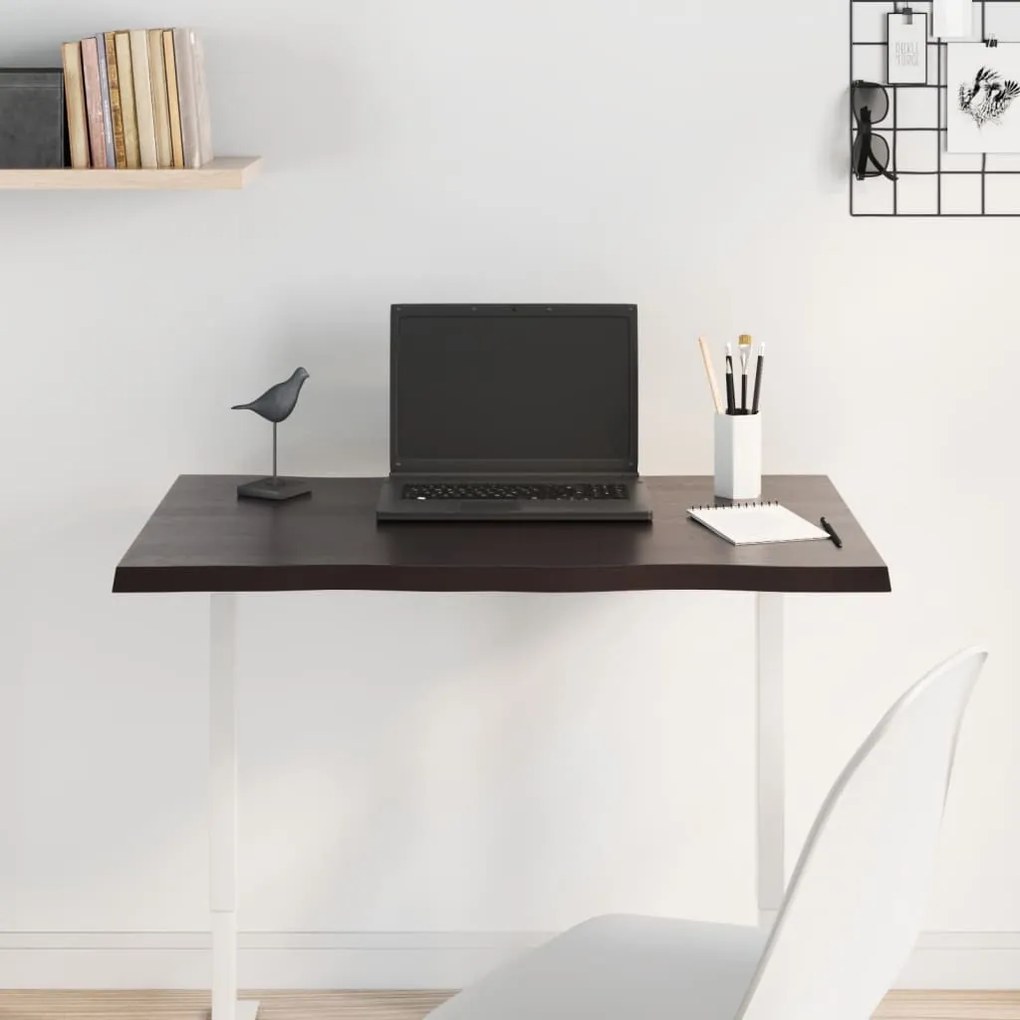 sötétbarna kezelt tömör tölgyfa asztallap 80 x 60 x 2 cm