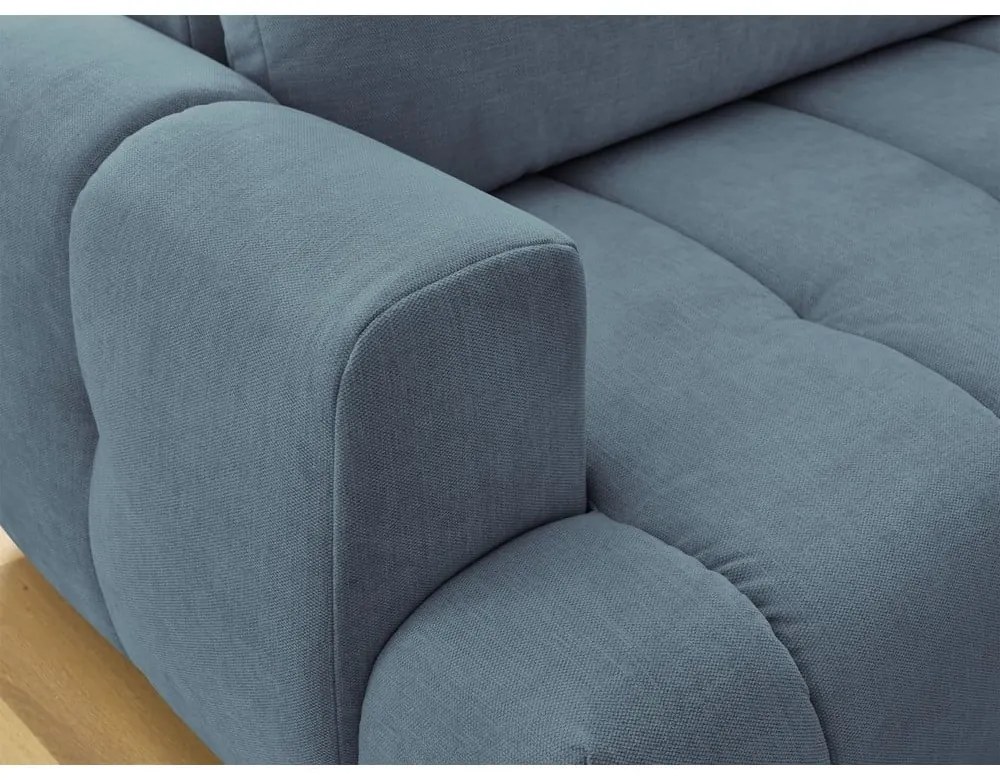 Kék kinyitható-tárolóhelyes sarokkanapé (jobb oldali-L alakú) Fuji – Bobochic Paris