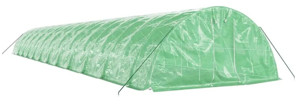 zöld acélvázas melegház 120 m² 24 x 5 x 2,3 m