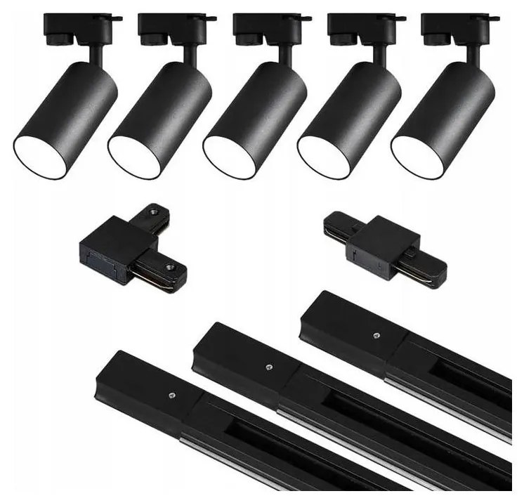 MAXLED Spotlámpa sínrendszerrel 5xGU10/25W/230V fekete MX0227