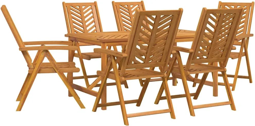 vidaXL Kert étkező szett 7 pcs Barna Tömör Akácfa