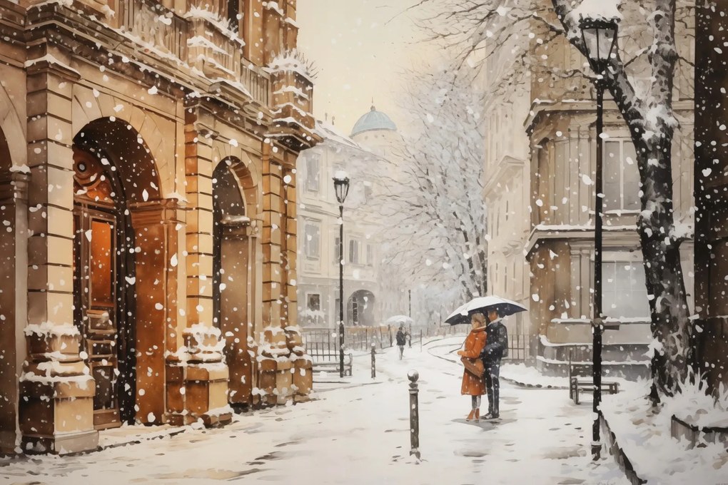 Poszter 60x40cm Téli séta az óvárosban