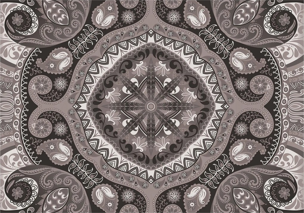Fotótapéta Mandala Paisley Szürke Virágok Geometria Kerekek 312x219 +ragasztó