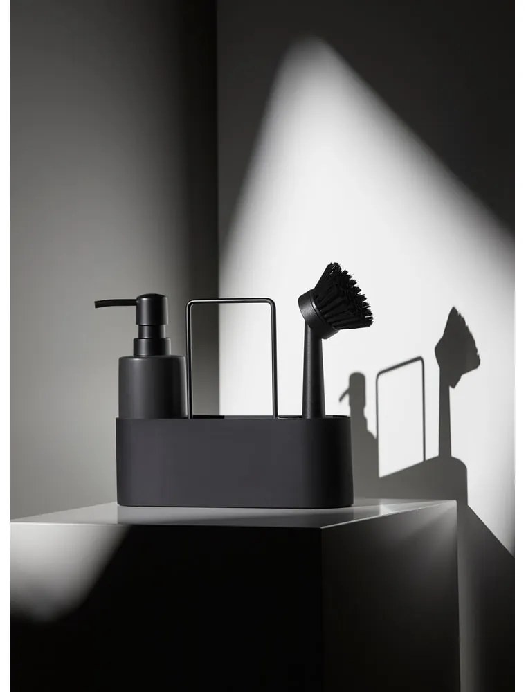 Fekete műanyag-szilikon mosogatóeszköz tartó Singles – Zone