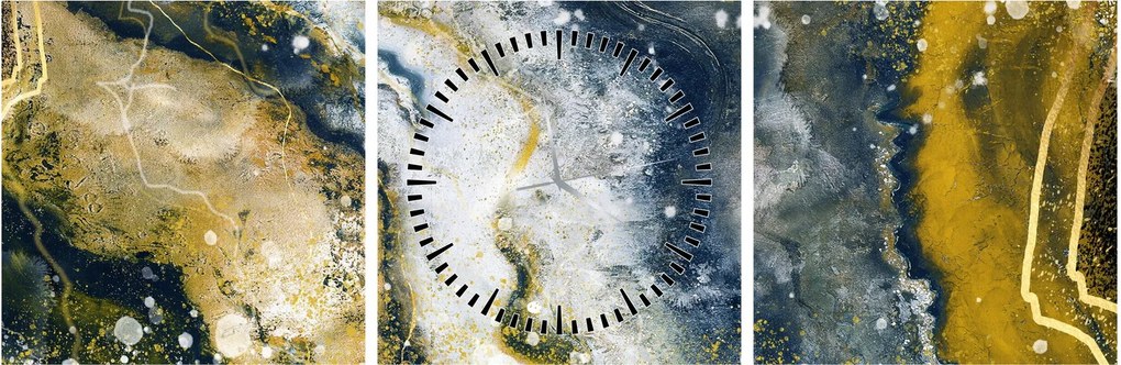 Kép - Arany absztrakció (órával) (90x30 cm)