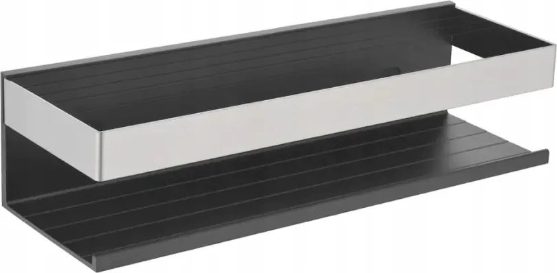 Kosár fürdőszoba polc fekete matt acél polír Stella 16.06328-B