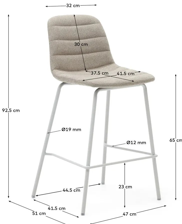 Bézs bárszék szett 2 db-os 92,5 cm Zunilda – Kave Home