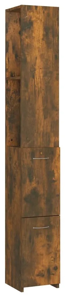 Füstös tölgy színű szerelt fa fürdőszobaszekrény 25x26,5x170 cm