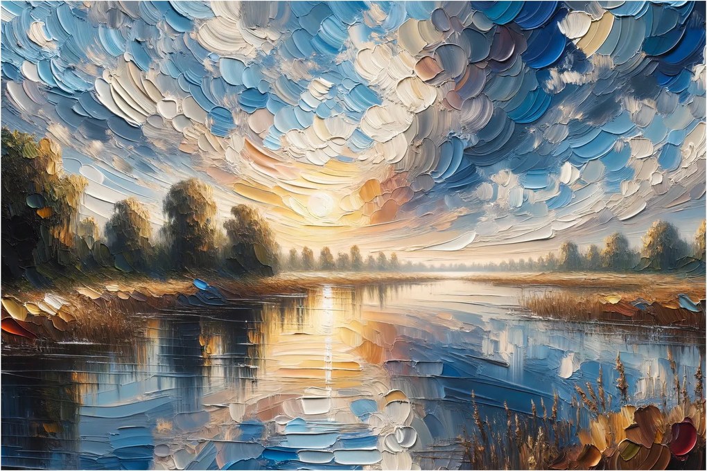 Kép - Napfestmény a víz felett (90x60 cm)