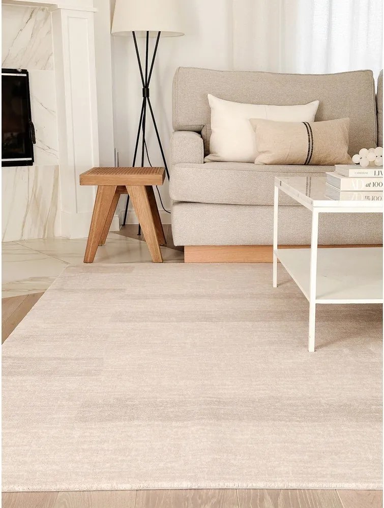 Bézs gyapjú szőnyeg 133x190 cm Agnus Brush Lines – Agnella